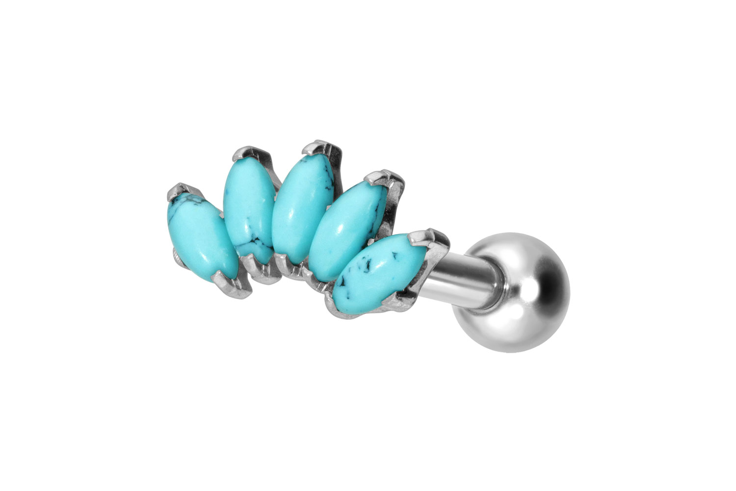 Titan Ohrpiercing mit Innengewinde BOGEN + SYNTHETISCHE TÜRKISE